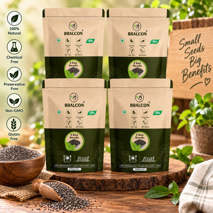 BRALCON Raw Unroasted Organic Chia Seeds - 100g(Pack of 4)