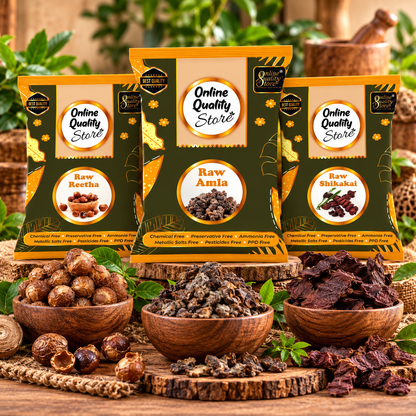 Online Quality Store reetha amla shikakai combo raw form |raw reetha for hair |Aritha|Reetha|Ritha|Soapnuts (Sapindus Mukorossi) |Indian Gooseberry |dried Shikakai, Acacia Concinna |reetha amla shikakai raw shampoo |hair pack ,600g
