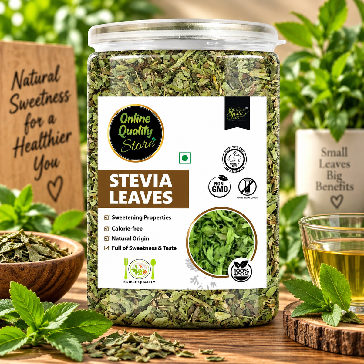 Online Quality Store Stevia Leaves- 100g | Zero Calorie Stevia leaves | Whole Leaf