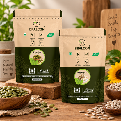 BRALCON Organic Seeds Combo (Sunflower Seeds- 100g, Pumpkin Seeds -100g)