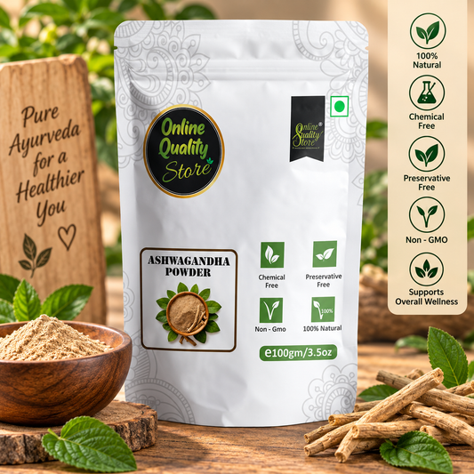 Online Quality Store Organic Ashwagandha Powder - 100g | for Stress Relief, Anxiety Support, Immune System Booster