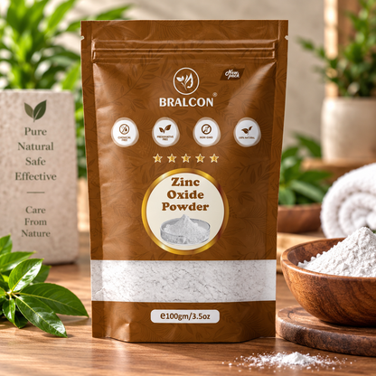 BRALCON Pure Zinc Oxide Powder (Non-Nano) 100gm – Natural Cosmetic Grade, Safe for DIY Skincare & Sunscreen Formulations, 100% Natural and Chemical Free for Face Masks, Lotions, Creams