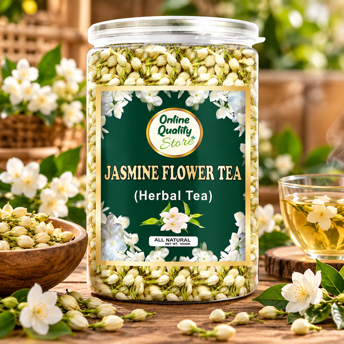 Online Quality Store Jasmine Flower Green Tea - 100g | Boost Immunity | Stress Relief