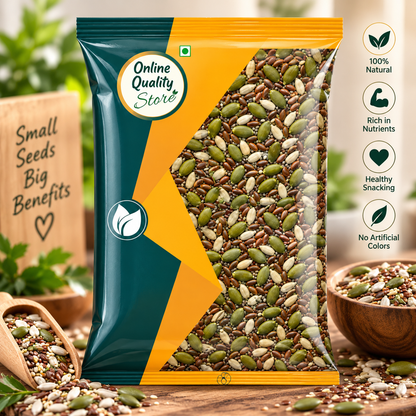 Online Quality Store Mix Seeds - 400g | 6-In-1 Super Seeds Mix | Pumpkin, Sunflower, Watermelon, Flax, Strawberry and Chery Seeds - Mixed seeds for weight loss | Edible Seeds