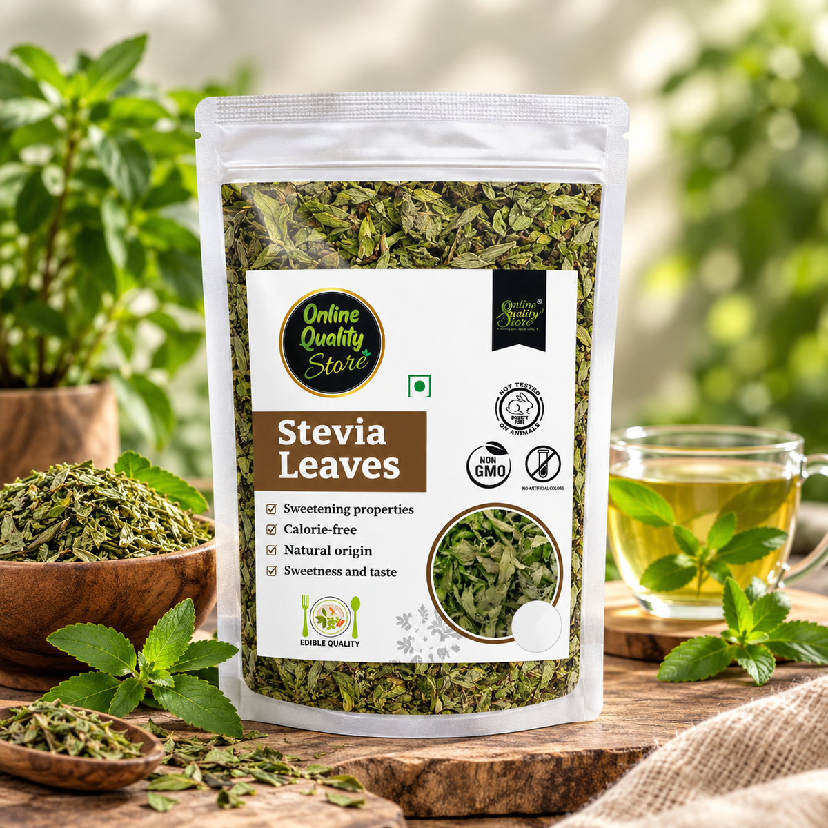 Online Quality Store Stevia Leaves- 100g | Zero Calorie Stevia leaves | Whole Leaf
