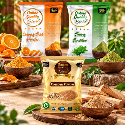Online Quality Store chandan powder for face pack |chandan powder herbal|orange peel powder for skin |Orange Peel Powder|santra chilka powder|Neem Powder Face Pack|natural face pack powder, 150g