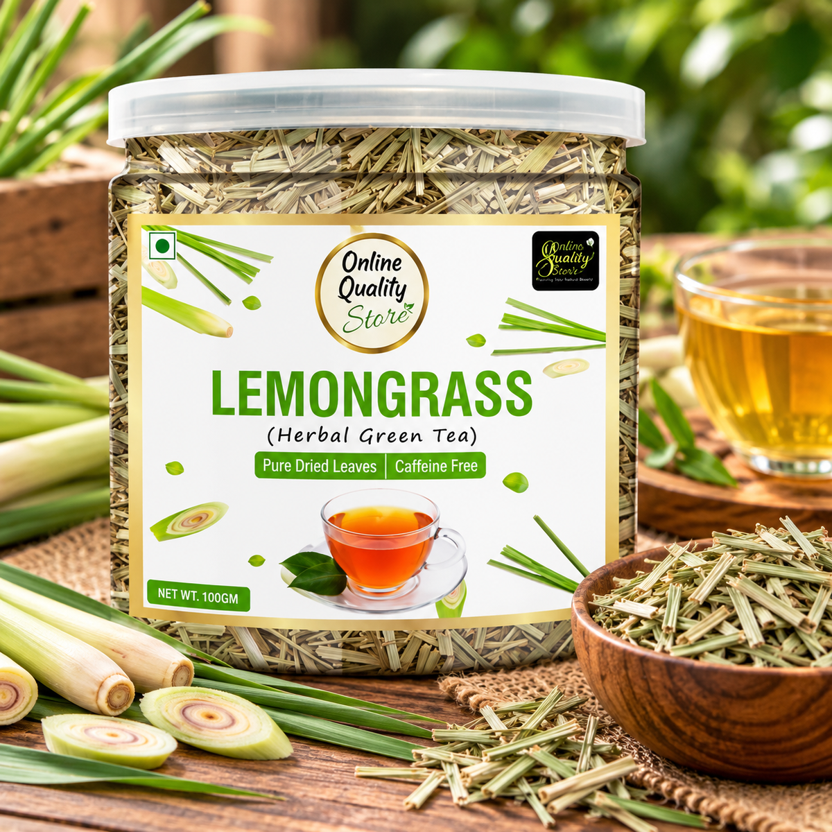 Online Quality Store Organic Lemongrass Herbal Tea - 50 Gm | Lemongrass Tea Leaves | Lemon Grass Herbal Green Tea