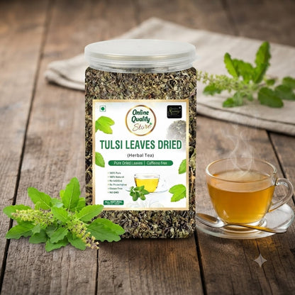 Online Quality Store Tulsi Tea -100g | Tulsi Dried Leaves Herbal Green Tea| Tulsi Tea | Helps with Stress and Anxiety
