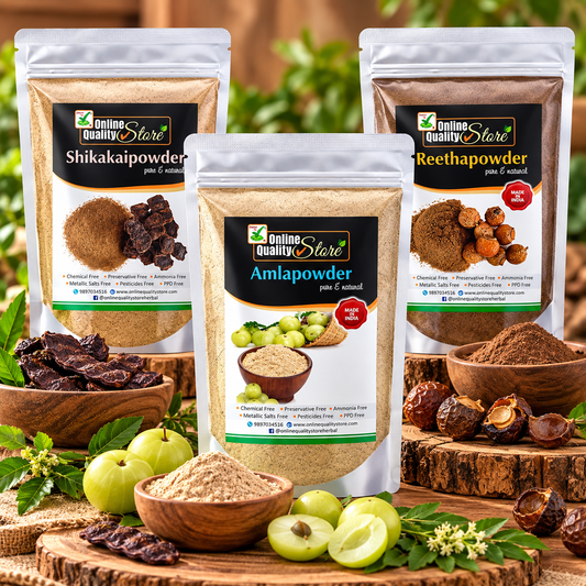 Online Quality Store Amla, Reetha, Shikakai Powder Combo powder Pack for Hair